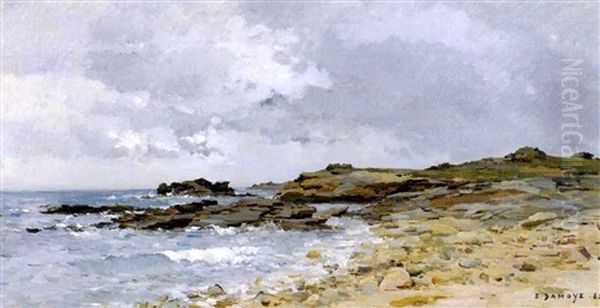 Bord De Mer A Quiberon Oil Painting by Pierre Emmanuel Eugene Damoye