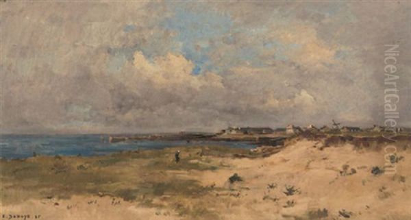 Vue De Quiberon Oil Painting by Pierre Emmanuel Eugene Damoye