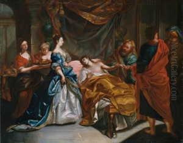 Der Liebeskranke Antiochus (nach Plutarch, Vergleichende Lebensbeschreibungen Xlii). Oil Painting by Johann Anwander