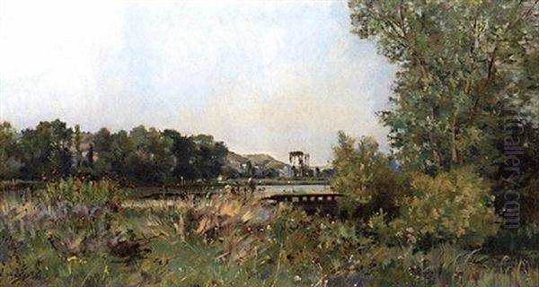 Environs D'amiens Oil Painting by Pierre Emmanuel Eugene Damoye