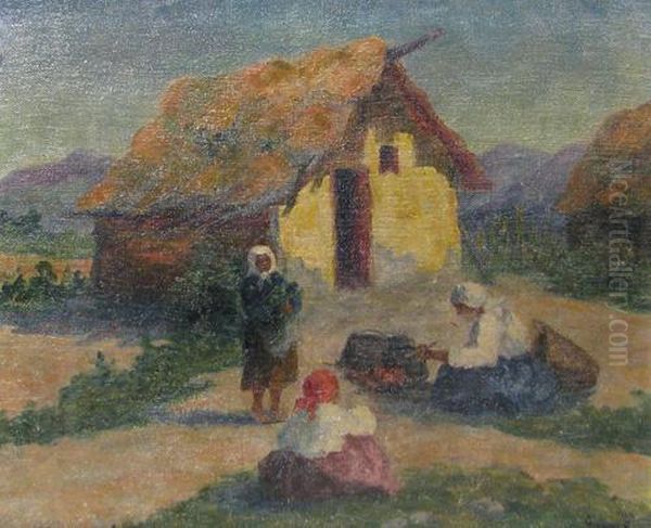 Rural Scene Oil Painting by Viola Anyos