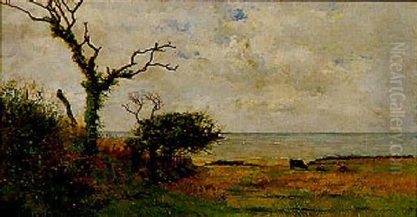 Paysage En Bord De Mer Oil Painting by Pierre Emmanuel Eugene Damoye