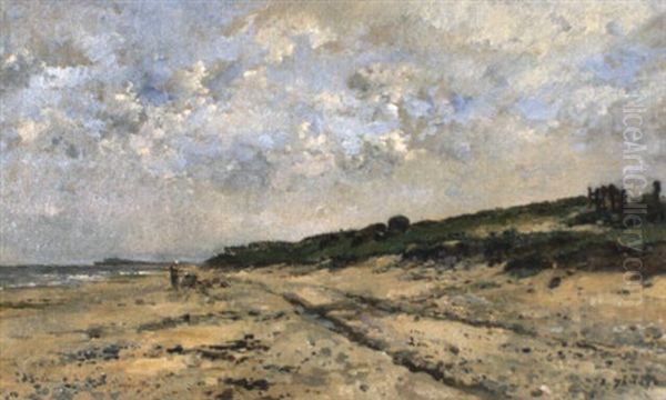 Meeresstrand Mit Zwei Fischern Oil Painting by Pierre Emmanuel Eugene Damoye