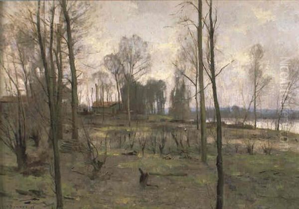 Les Environs D'argenteuil Oil Painting by Pierre Emmanuel Eugene Damoye