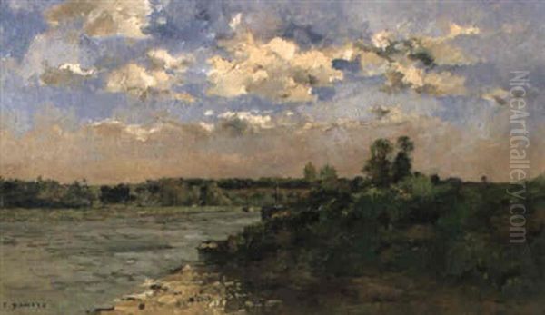 Fluslandschaft Oil Painting by Pierre Emmanuel Eugene Damoye