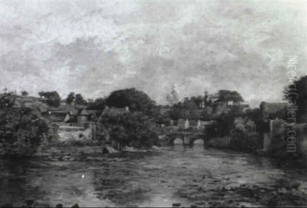 Pont De Quimperle Oil Painting by Pierre Emmanuel Eugene Damoye