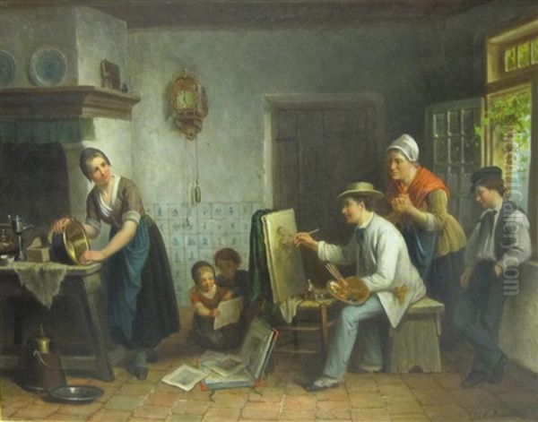 The Artist Oil Painting by Jan Jacobus Matthijs Damschroeder