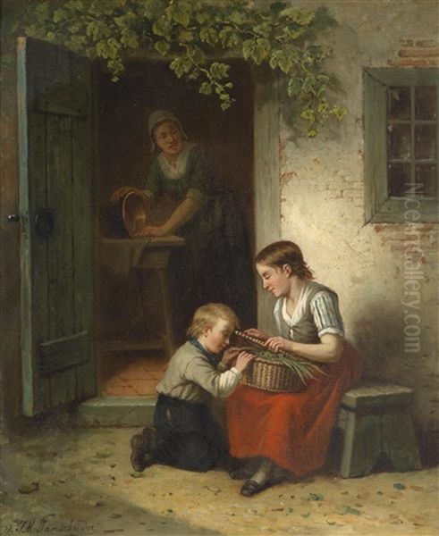 Das Kleine Geheimnis Oil Painting by Jan Jacobus Matthijs Damschroeder