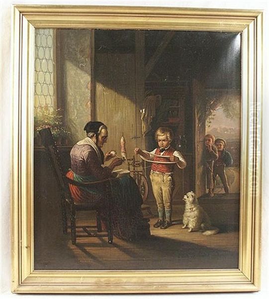 Grandma's Helper Oil Painting by Jan Jacobus Matthijs Damschroeder