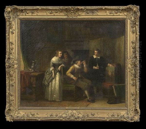 The Prospective Buyer Oil Painting by J.J.M. Damschroeder