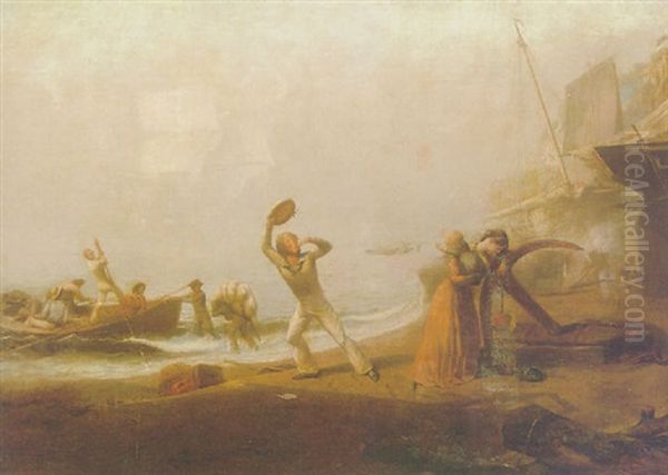 A Seaman's Farewell Oil Painting by Francis Danby