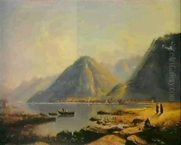 View Of Villeneuve On Lake Geneva Oil Painting by Francis Danby