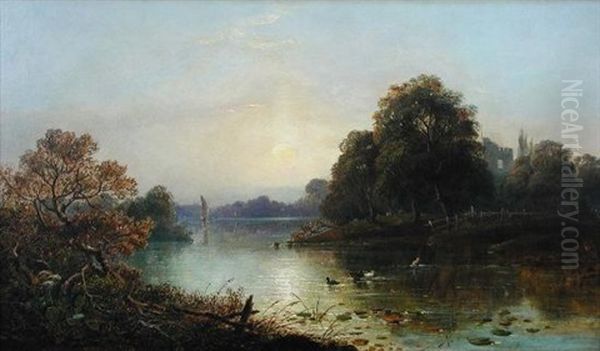 On The Thames - Near Pangbourne Oil Painting by James Francis Danby