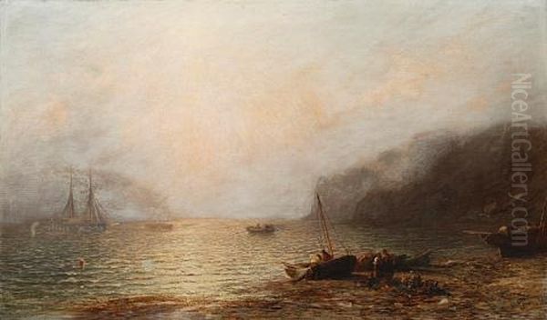 Figures On A Beach At Sunset Oil Painting by James Francis Danby