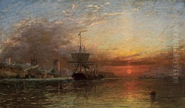 Near Newcastle-on-tyne, Sunset by James Francis Danby