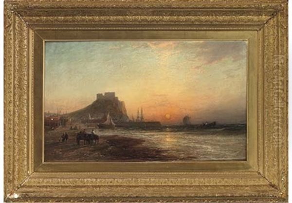 Waiting For The Catch, Sunset Oil Painting by James Francis Danby