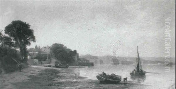 Uphor Castle On The Medway, Near Chesham Oil Painting by James Francis Danby