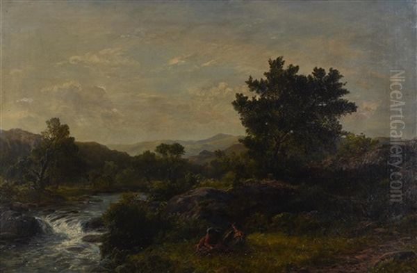 Landscape With River Oil Painting by Thomas Danby