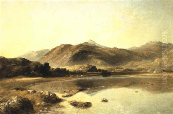 A View Of Moel Siabod, North Wales Oil Painting by Thomas Danby