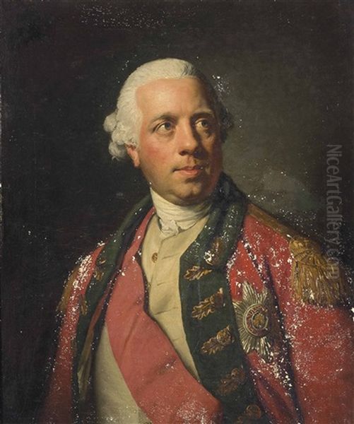 Portrait Of Sir Basil Keith Murray (1730-1795), Bust-length, In Scarlet Military Coat With Green Facings And White Vest, Wearing The Riband And Star Of The Bath Oil Painting by Nathaniel Dance Holland (Sir)