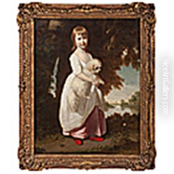 Portrait Of Miss Gee And Her Puppy Oil Painting by Nathaniel Dance Holland (Sir)