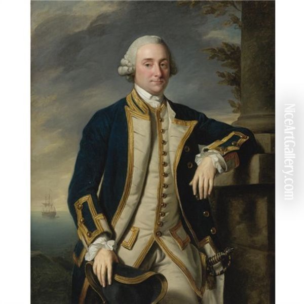 Portrait Of Admiral Sir Hugh Palliser, 1st Bart. Oil Painting by Nathaniel Dance Holland (Sir)