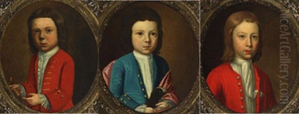 Portraits Of An Officer's Children (set Of 3) Oil Painting by Nathaniel Dance Holland (Sir)