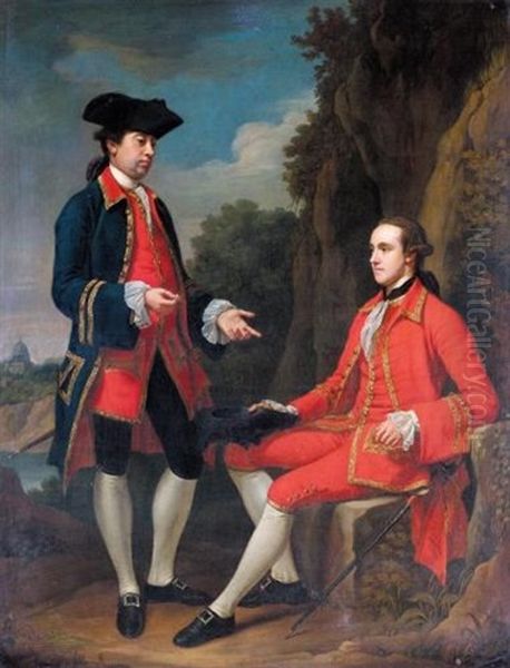 Portrait Of George Henry Grey, 5th Earl Of Stamford And Sir Henry Mainwaring, 11th Bt Oil Painting by Nathaniel Dance Holland (Sir)