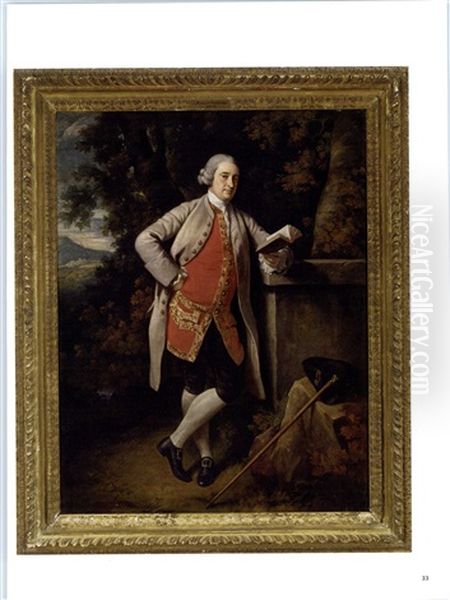 Sir George Jackson, 1st Bt., Second Secretary To The Admiralty 1766-1782 And Judge-advocate Of The Fleet, Holding A Book, The Cleveland Hills Beyond Oil Painting by Nathaniel Dance Holland (Sir)