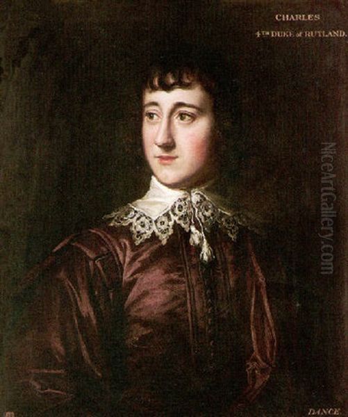 Portrait Of Charles Manners, 4th Duke Of Rutland Wearing Van Dyck Dress Oil Painting by Nathaniel Dance Holland (Sir)