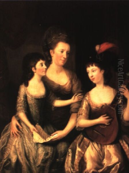 Portrait Of Mrs. Woodward And Her Two Daughters Oil Painting by Nathaniel Dance Holland (Sir)