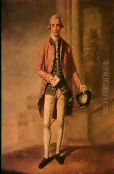 Portrait Of A Gentleman, In Pink Coat & Blue Waistcoat, Withletter, Addressed: To His Excellency Governer Of Georgia... Oil Painting by George Dance the Younger