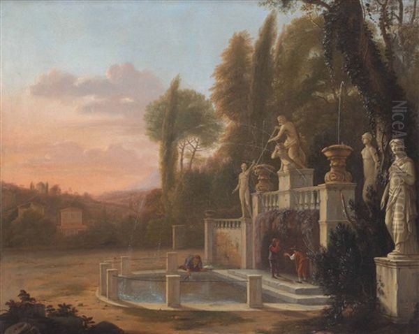 Paesaggio Con Fontana Oil Painting by Hendrick Danckerts