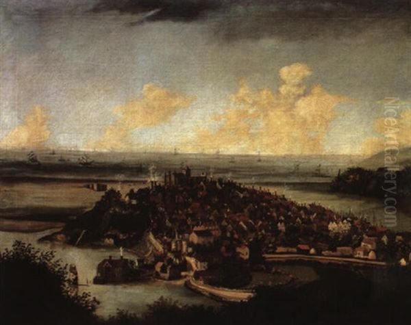 Extensive View Of Rye On The Sussex Coast Oil Painting by Hendrick Danckerts