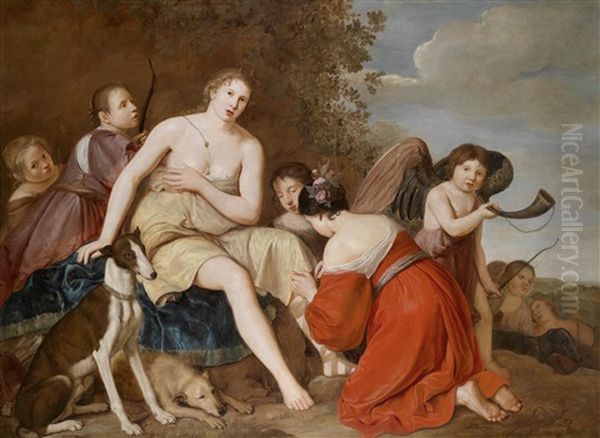 Diana Und Ihre Nymphen Vor Der Jagd Oil Painting by Johan Danckerts