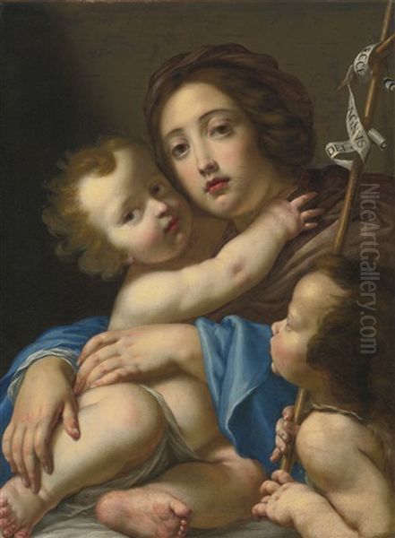 Madonna And Child With Saint John The Baptist Oil Painting by Cesare Dandini