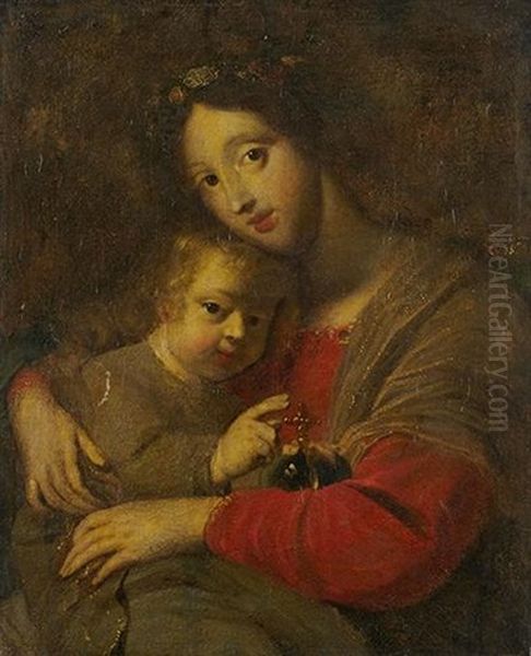 Vierge A L'enfant Tenant Un Globe Oil Painting by Cesare Dandini