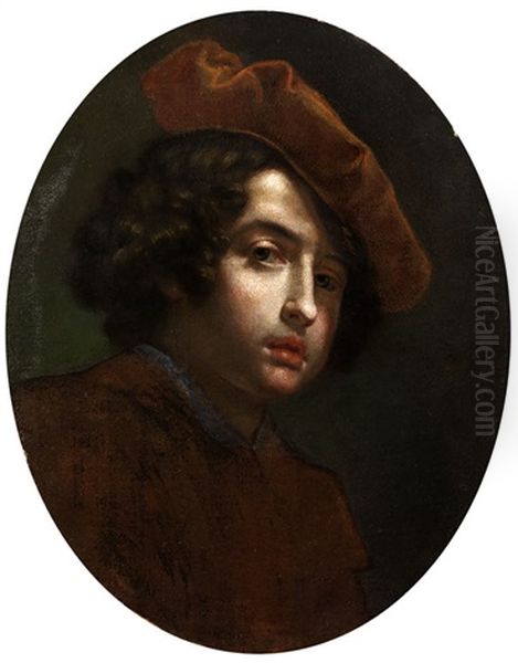 Bildnis Eines Jungen Mannes Mit Rot-braunem Barett Oil Painting by Cesare Dandini