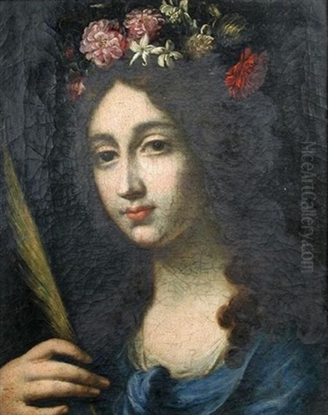 Saint Dorothea, Crowned With Roses And Holding A Martyr's Palm Oil Painting by Cesare Dandini