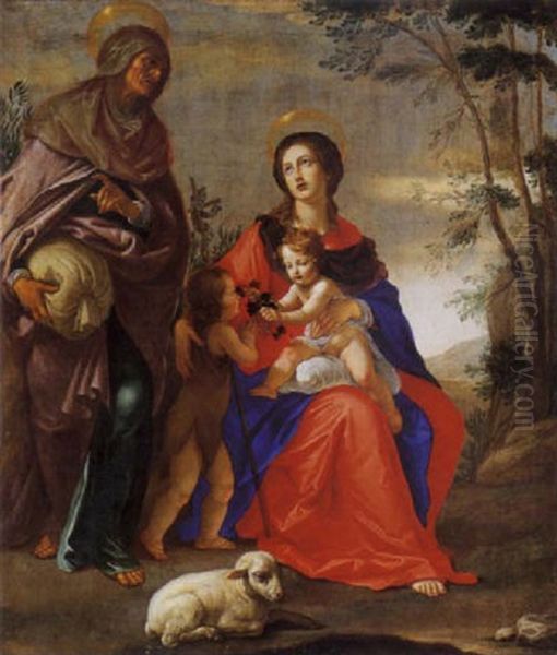 Madonna Col Bambino E I Santi Elisabetta E Giovannino Oil Painting by Cesare Dandini