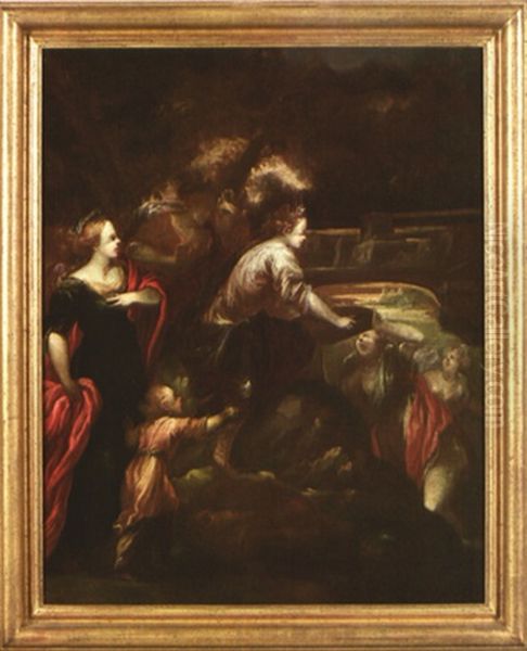 Moise Sauve Des Eaux Oil Painting by Pietro Dandini