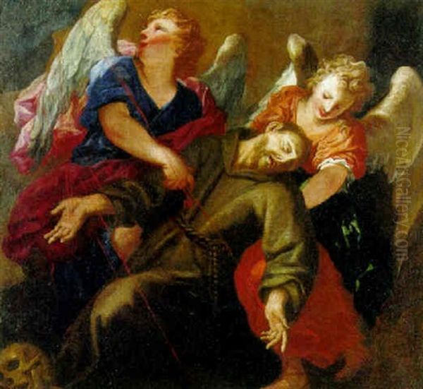 Saint Francis Receiving The Stigmata Supported By Two Angels Oil Painting by Pietro Dandini