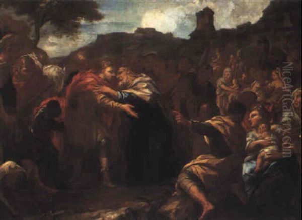 The Reconciliation Of Jacob With Laban Oil Painting by Pietro Dandini