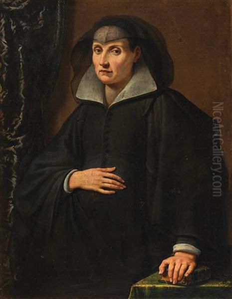 Portrait Of A Noblewoman Dressed In Black Oil Painting by Vincenzo Dandini