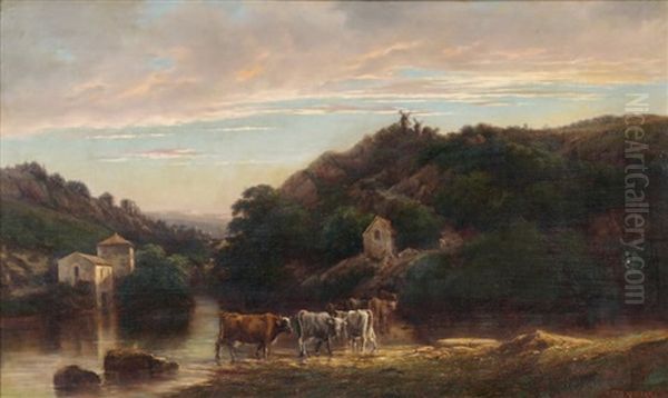 Bord De Riviere Oil Painting by Frederic Francois Dandiran