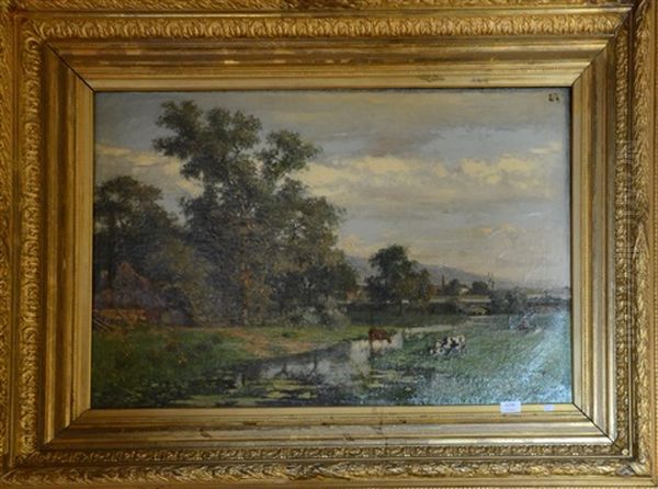 Paysage Champetre Oil Painting by Auguste Dandoy