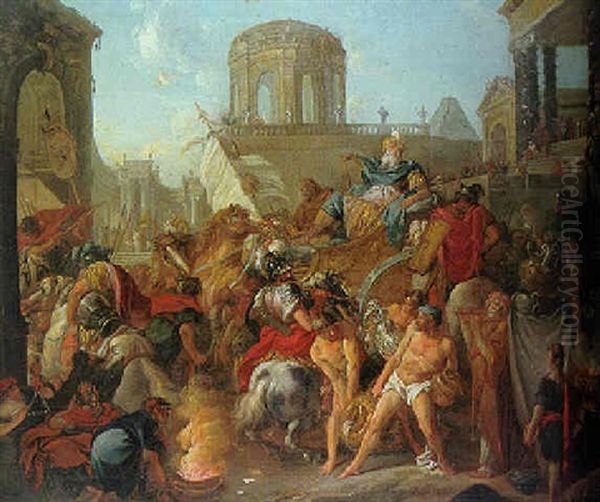 The Triumphal Entry Of A General Into A City Oil Painting by Michel Francois Dandre-Bardon