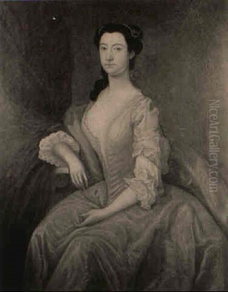 Portrait Of Margaret Grey Seated By A Curtain Oil Painting by Bartholomew Dandridge