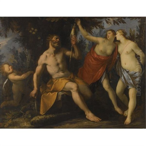 Hercules And Omphale Oil Painting by Giovanni Stefano Danedi