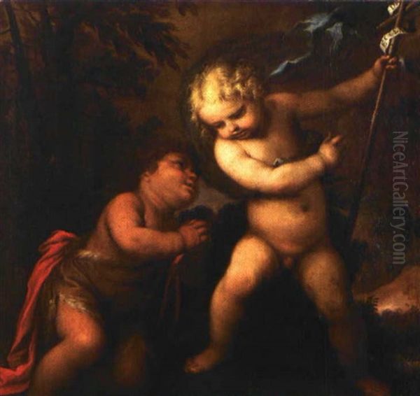 Gesu Bambino E San Giovannino Oil Painting by Giovanni Stefano Danedi